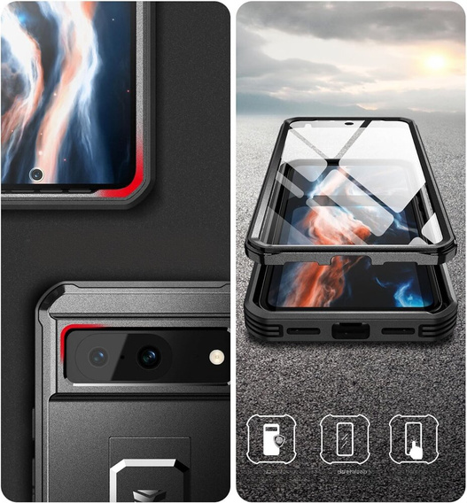 Páncélozott tok a Google Pixel 8, Dexnor Full Body (Two Frames), fekete