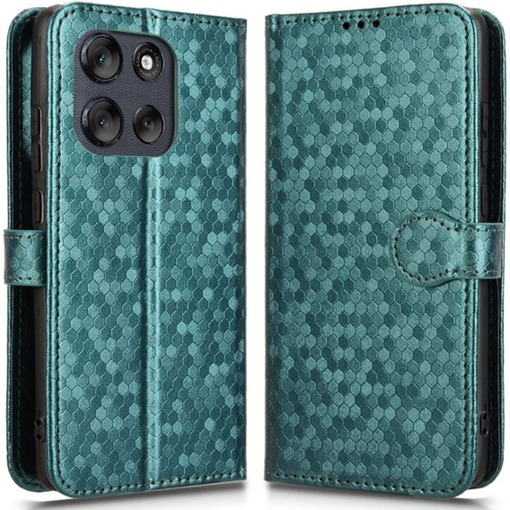 Flap tok Motorola Moto G56 5G, Wallet Rhombus, zöld