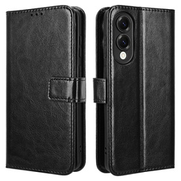 Pattintható tok a Samsung Galaxy S25 Edge, Crazy Horse Wallet, fekete