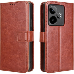 Pattintható tok a Realme GT 7 / 7T, Crazy Horse Wallet, barna