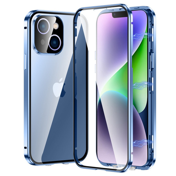 Tok iPhone 14, Magnetic Dual Glass, kék