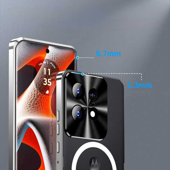 Kameravédő tok Motorola Edge 50 Pro 5G, CamShield MagSafe, ezüst