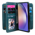 Flip tok Samsung Galaxy A55 5G, 10 Card Slots Wallet, zöld