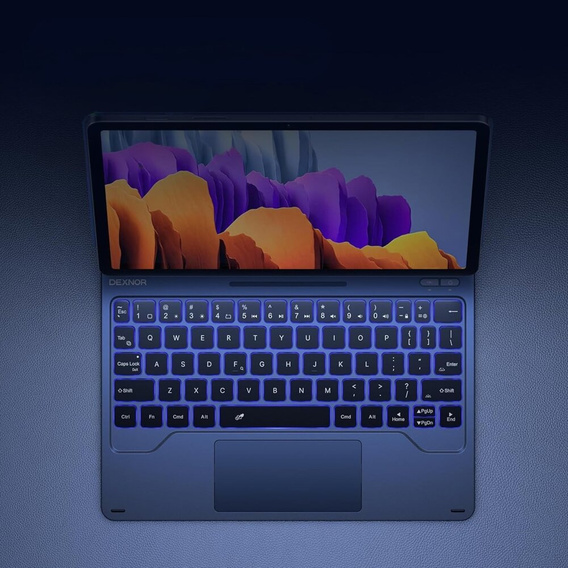 Billentyűzet tok Samsung Galaxy Tab S7 / S8, Dexnor Magnetic Keyboard Touchpad, kék