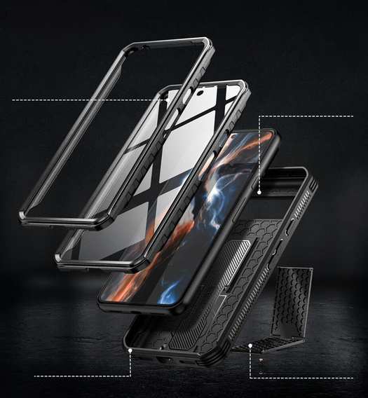 Páncélozott tok a Google Pixel 8, Dexnor Full Body (Two Frames), fekete