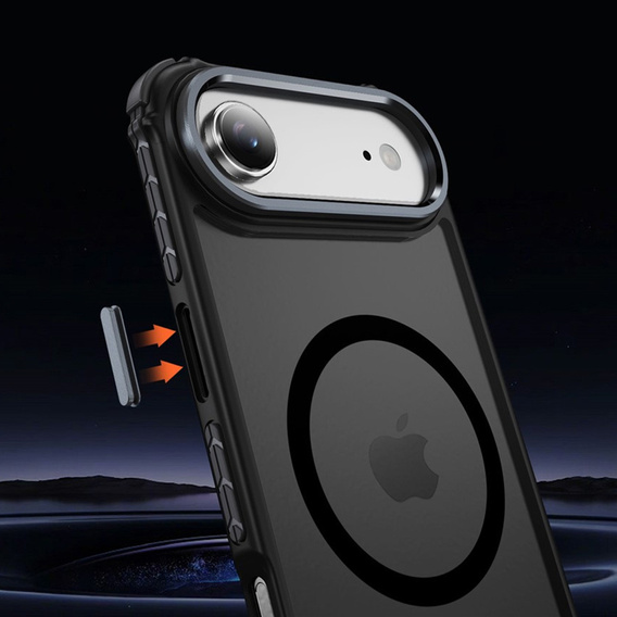 Matt tok iPhone Air készülékhez, páncélozott, MagSafe-hoz, füstölt, fekete oldalakkal