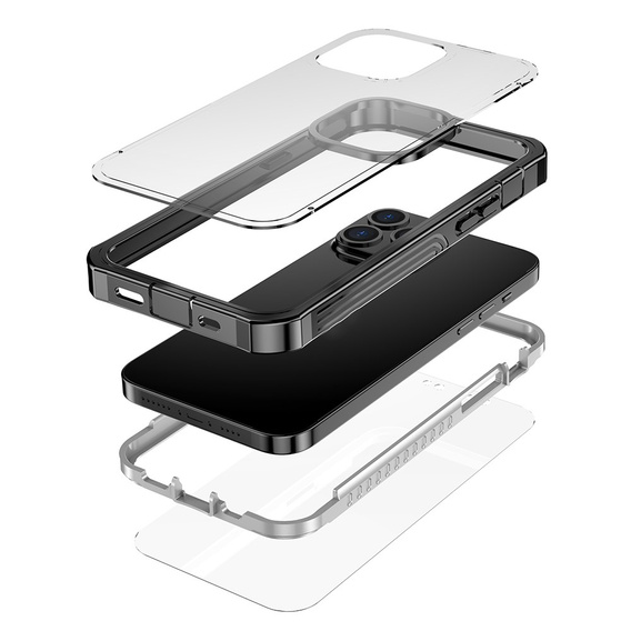 Tok iPhone 13 Pro Max készülékhez, Shockproof, fóliával, kék