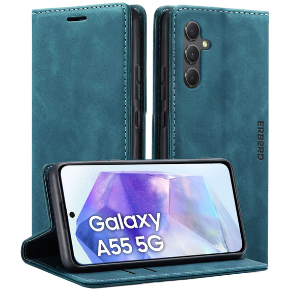 Telefontok a Samsung Galaxy A55, ERBORD Vintage, kék + üveg a képernyőhöz