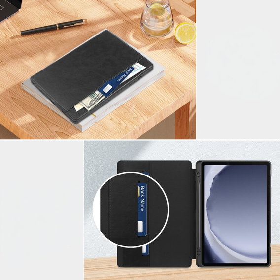 Telefontok a Samsung Galaxy Tab A9+, Business Card and Pen Slot, fekete