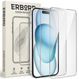 2x edzett üveg a iPhone 15, ERBORD 9H Hard Glass a képernyőn