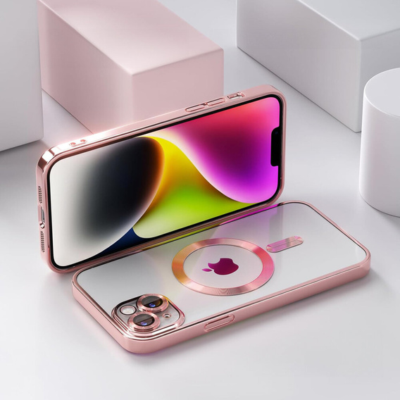 Tok iPhone 14 Plus-hoz, Electro MagSafe, rózsaszín + üveg a képernyőhöz