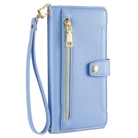 Pattintható tok a Samsung Galaxy A16, Wallet Zipper Pocket, kék