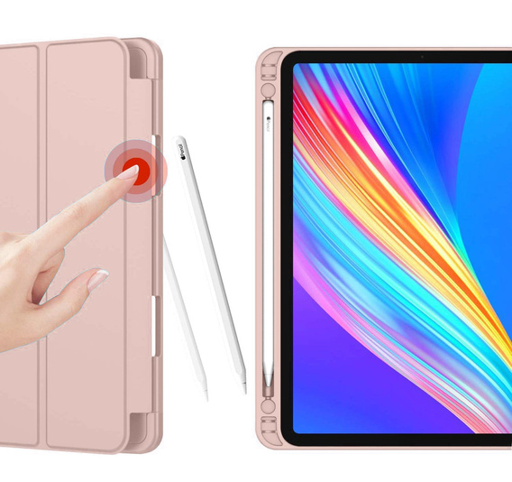 Tok iPad Pro 12.9" 2022/2021/2020 (6/5/4 gen.), Smart Pencil, tolltartóval, rózsaszín