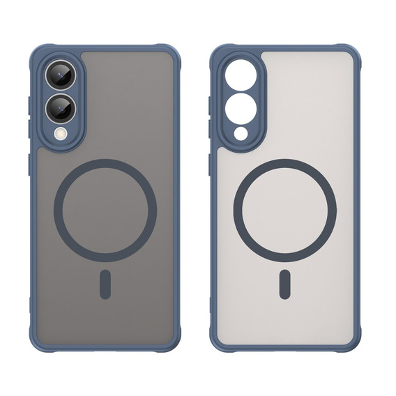 Tok Samsung Galaxy S25 Edge, Kickstand Matt Case, MagSafe-hoz, kék + képernyőüveg