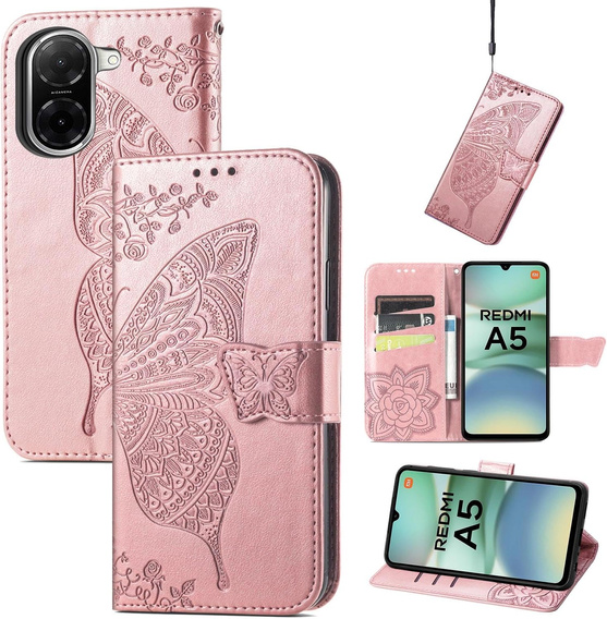 Pattintható tok a Xiaomi Redmi A5, Butterfly, rózsaszín rose gold