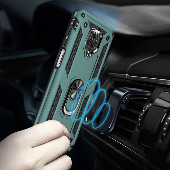 Páncélozott telefontok a Xiaomi Redmi Note 9S / 9 Pro, Nox Case Ring, zöld