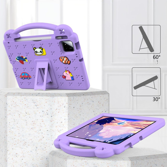 Gyermek tok Xiaomi Pad 7 / 7 Pro, Cute Patterns, állvánnyal, lila