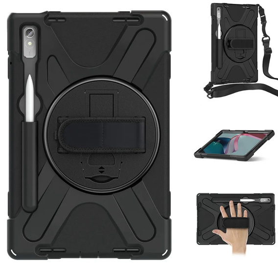 Páncélozott tok Lenovo Tab P11 Pro Gen 2 TB132FU TB132XU 11.2" iPad Pro 12.9 1, védő 360, hely a tollnak, fekete