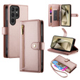 Pattintható tok a Samsung Galaxy S25 Ultra, Wallet Zipper Pocket, rózsaszín