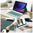 Tok + billentyűzet Samsung Galaxy Tab S9 FE, Leather Pen Slot, sötétzöld
