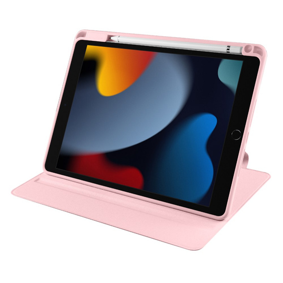 Tok iPad 10.2" 2021/2020/2019 (9/8/7 gen.), tolltartóval, 360°-os forgatható, rózsaszín