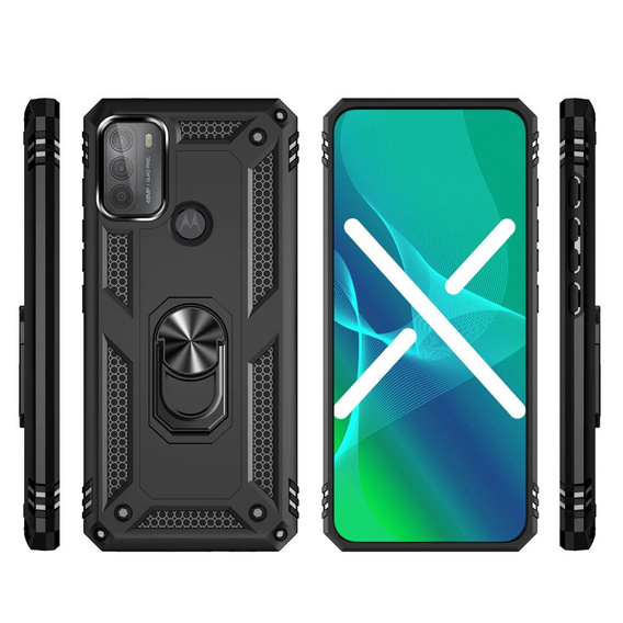 Páncélozott telefontok a Motorola Moto G50, Nox Case Ring, fekete