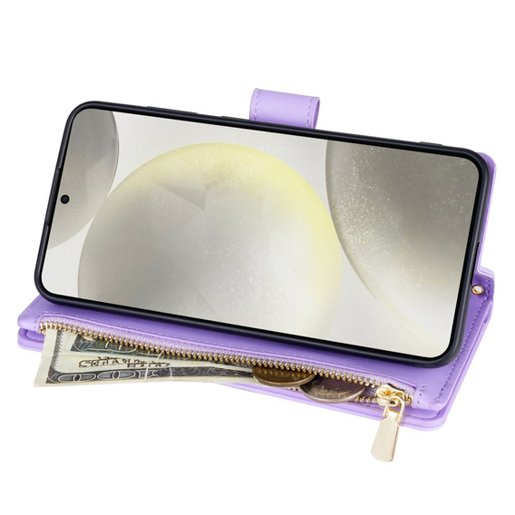 Flap tok Samsung Galaxy S25 Edge, Rhombus Crossbody Leather, lila