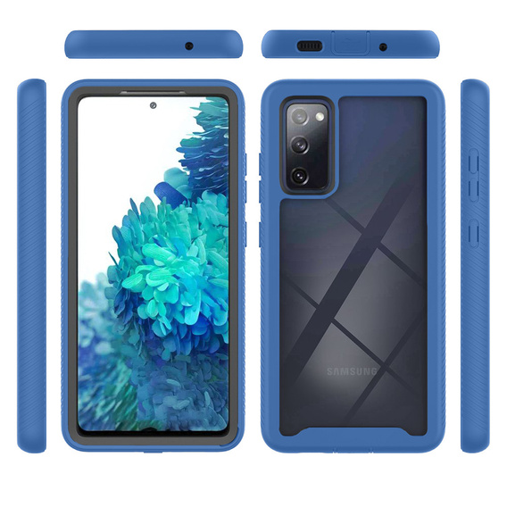Tok Samsung Galaxy S20 FE készülékhez, Shockproof, fóliával, sötétkék