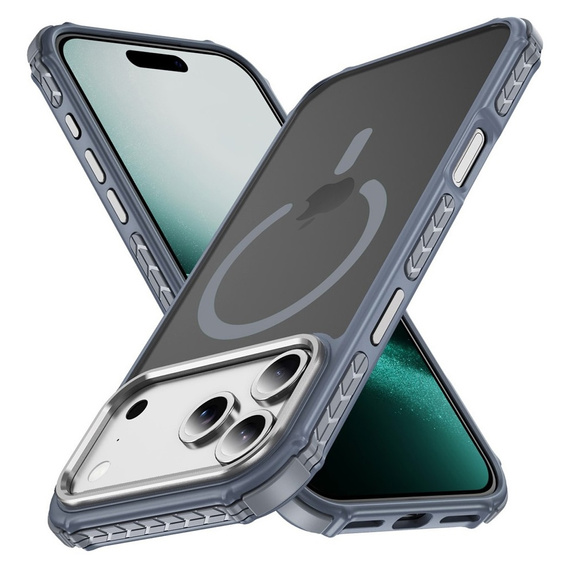 Matt tok iPhone 17 Pro Max készülékhez, páncélozott, MagSafe-hoz, füstszínű, szürke oldallal