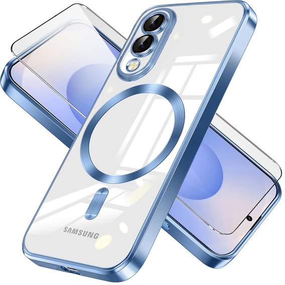 Tok Samsung Galaxy S25 Edge-hoz, Electro MagSafe, kék + üveg a képernyőhöz