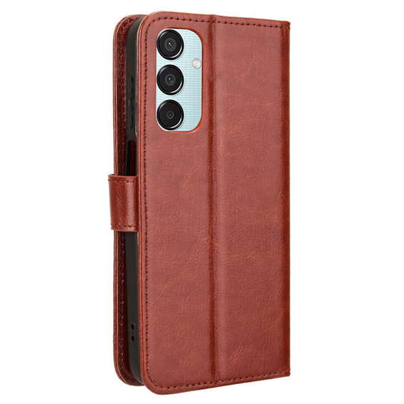 Pattintható tok a Samsung Galaxy M15 5G, Crazy Horse Wallet, barna