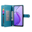 Pattintható tok a Realme 14 Pro+ 5G, Wallet Zipper Pocket, kék