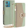 Flip tok Motorola Edge 40 Neo 5G, Wallet Zipper Pocket, tükörrel, zöld