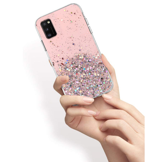 Telefontok a Samsung Galaxy A41, Glittery, rózsaszín