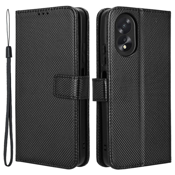 Pattintható tok a Oppo A38 4G / Oppo A18 4G, Wallet Smart Magnet, fekete