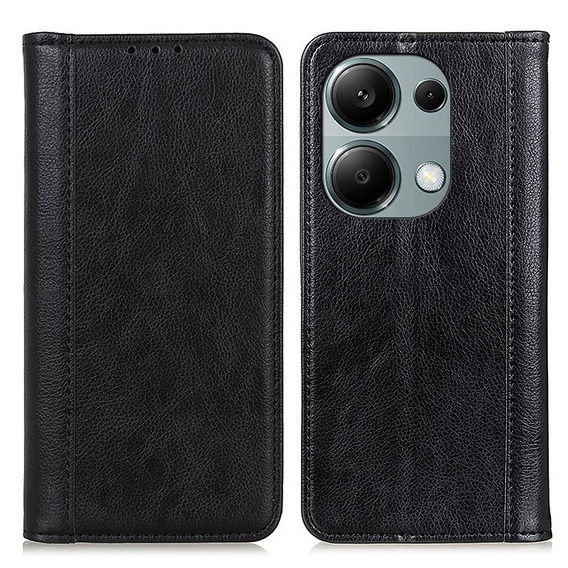 Telefontok a Xiaomi Redmi Note 13 Pro 4G / Xiaomi Redmi Note 14S / Xiaomi Poco M6 Pro 4G, Wallet Litchi Leather, fekete