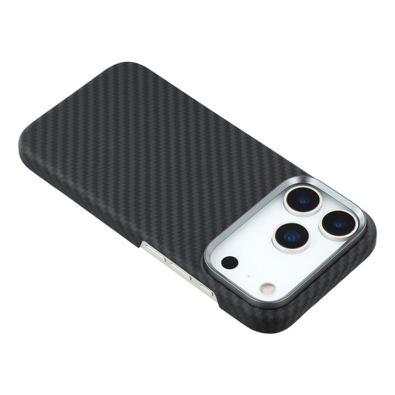 Tok iPhone 17 Pro Max készülékhez, szénszálas, MagSafe-hoz, fekete