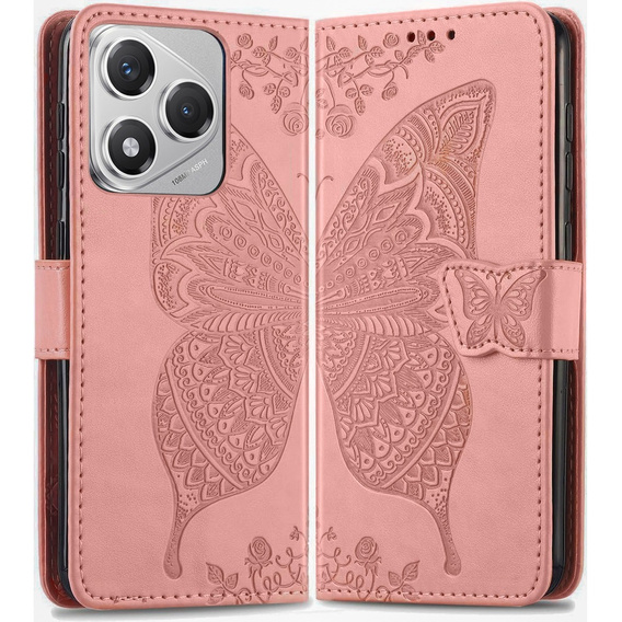 Pattintható tok a Honor 400 Lite, Butterfly, rózsaszín rose gold