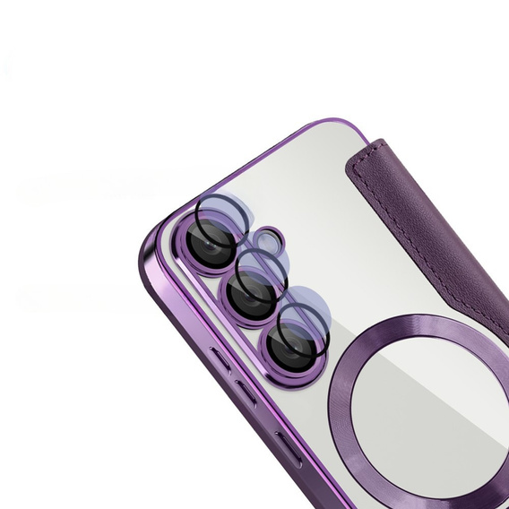 Pattintható tok a Samsung Galaxy S25, RFID Wallet MagSafe CamShield, lila