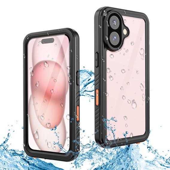 IP68 vízálló tok a iPhone 16, fekete