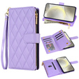 Flap tok Samsung Galaxy A56 5G, Rhombus Crossbody Leather, lila