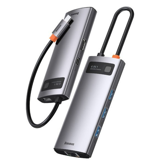 Metal Gleam sorozatú 6 az 1-ben USB-C dokkolóállomás USB-C eszközökhöz