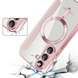 Pattintható tok a Samsung Galaxy S25+ Plus, RFID Wallet MagSafe CamShield, rózsaszín
