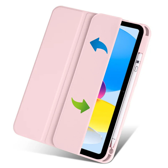 Tok iPad 10.9 2022 10 Gen, Smartcase Hybrid, tolltartó résszel, rózsaszín