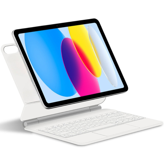 Billentyűzet tok iPad 10.9" 2022 (10 gen.) / iPad 11" 2025 A16 (11 gen.), Magnetic Keyboard Touchpad, fehér