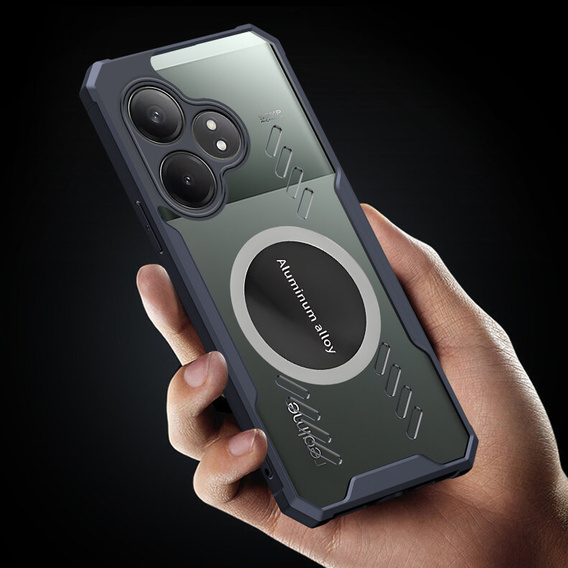 Tok Realme GT 6 / 6T, mágneses lemezzel, átlátszó / fekete