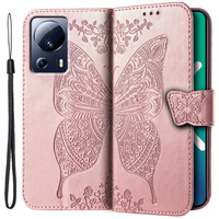 Pattintható tok a Xiaomi 13 Lite, Butterfly, rózsaszín rose gold