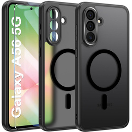Tok Samsung Galaxy A56-hoz, MagSafe, ERBORD Matt Case, fekete + képernyőüveg