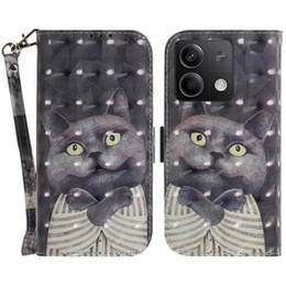 Pattintható tok a Xiaomi Redmi Note 13 5G, Wallet, Cat szürke