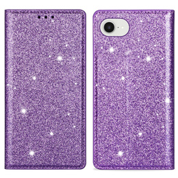 A flip tok iPhone 16E, Card Slot Glittery, lila